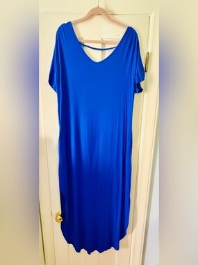 Bright Blue V-Neck Maxi Dress